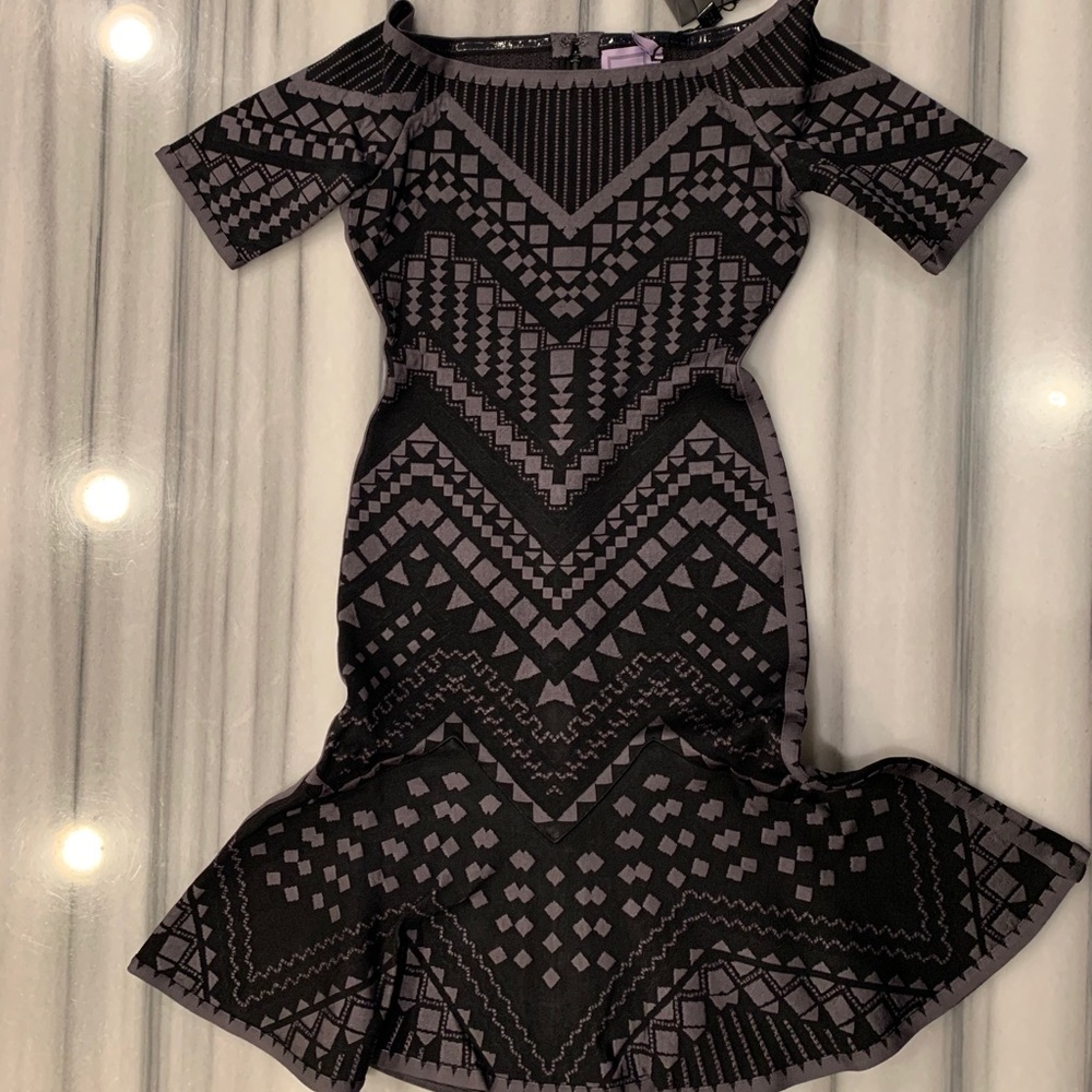 HERVE LEGER Dress, Black/Comb, S, NWT